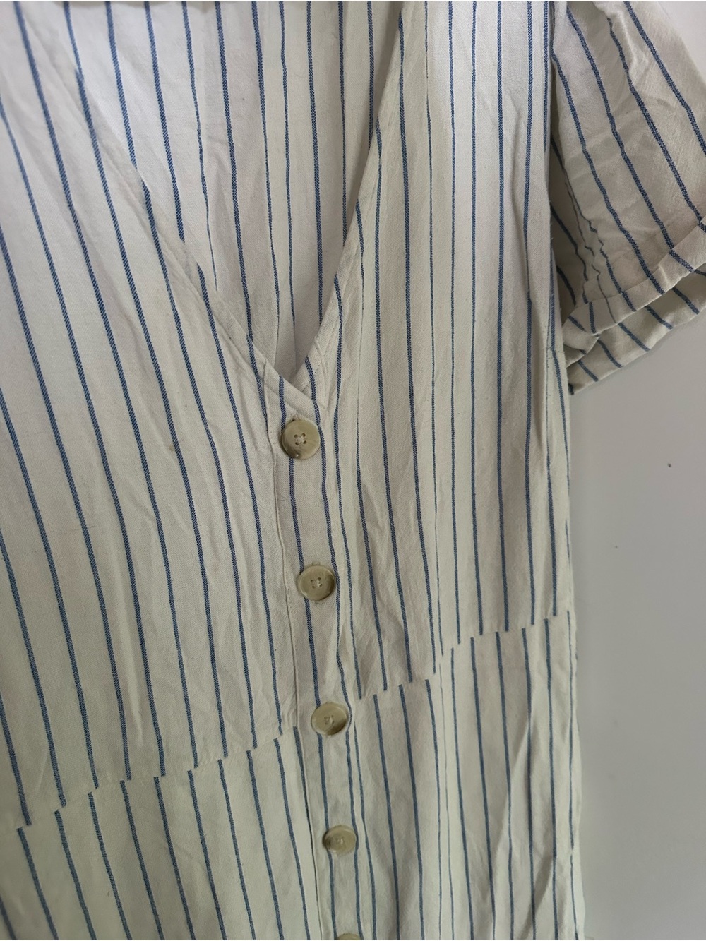 Old Navy White Button up Dress with Blue Pinstripes
